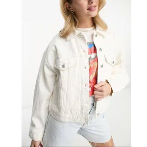 Pull & Bear Oversized Denim Jean Jacket M White